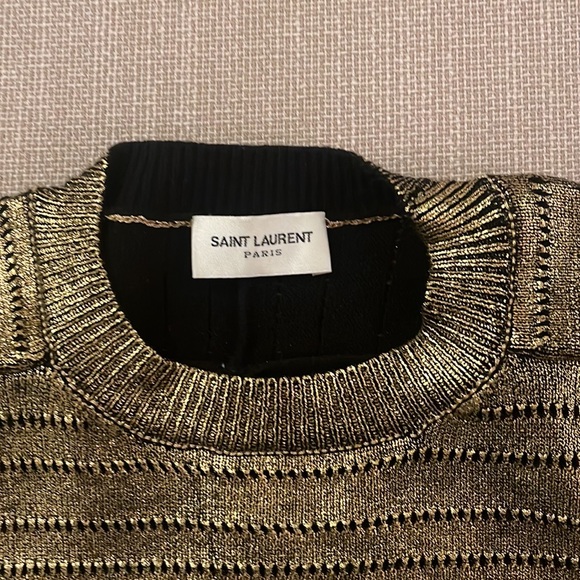 Saint Laurent Paris . New! Stylish women's jumper covered with shiny bronze - Picture 2 of 5